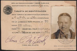 E.C. McLeod, Pilot ID Card, Mexico, 1930